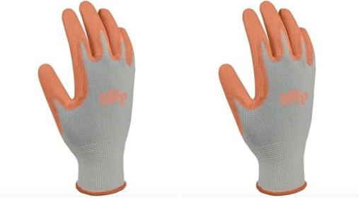 Picture of DIGZ 75696-26 Digz Women's Stretch Knit Garden Gloves with Polyurethane Coating | Color: Gray/Orange | Size: Medium (EA)