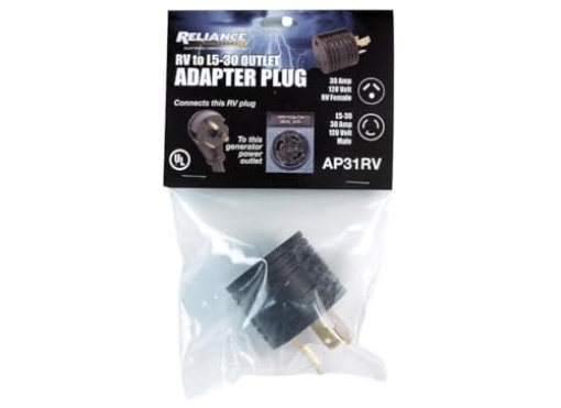 Picture of RELIANCE CONTROLS AP31RV Reliance Controls AP31RV L5-30 30-Amp Male to 30-Amp RV Female Generator Power Adapter Plug (EA)
