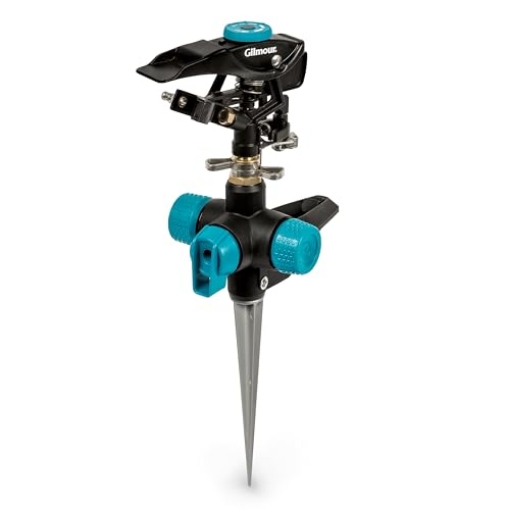 Picture of Gilmour 821673-4001 Gilmour Heavy Duty Circular Water Sprinkler with Spike Base, Rotating Sprinkler Head with Adjustable Spray Pattern, Lawn Sprinkler for 5800 Sq Ft Coverage (EA)