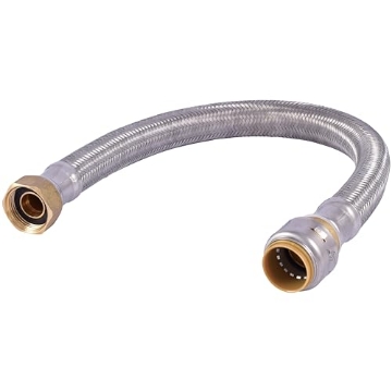 Picture of Shark Industries Ltd UR3088FX18 SharkBite Max 3/4 Inch x 3/4 Inch FIP x 18 Inch Stainless Steel Braided Flexible Water Heater Connector, Push to Connect Brass Plumbing Fitting, PEX Pipe, Copper, CPVC, PE-RT, HDPE, UR3088FX18 (EA)
