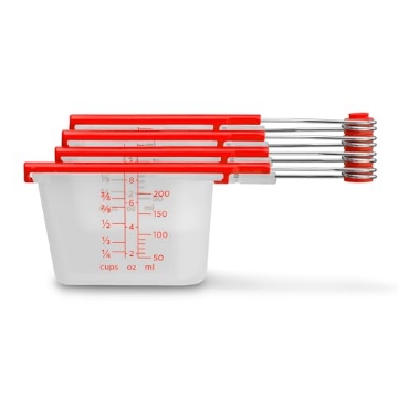 Picture of DREAMFARM INC DFLV2430 Dreamfarm Levups | Scraping Self-Leveling Measuring Cups | Set of 4 Cups | Red + Clear (EA)