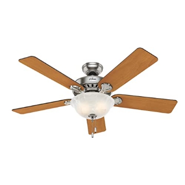 Picture of Hunter Fan Company 53249 Hunter Fan Company 53249 Ceiling Fan With Five Blades And Glass Bowl Light Kit, 52", Brushed Nickel/Chestnut Rosewood (EA)