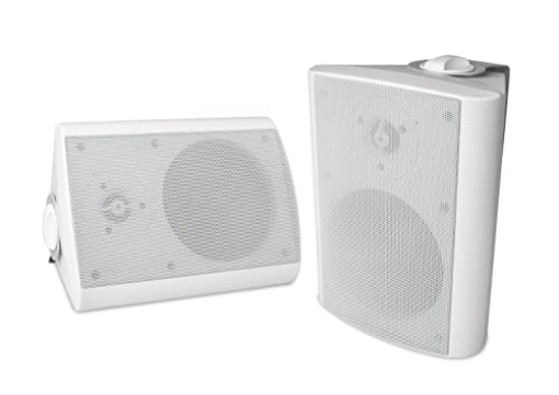 Picture of Acoustic Research AROM10 Acoustic Research Wireless Outdoor/Indoor Stereo Speakers – 60W, All-Weather Durability, Rechargeable Battery or AC Power, Easy Installation, White Finish, 2-Pack (EA)