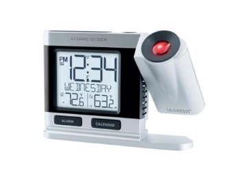 Picture of La Crosse Technologies 616-1410 La Crosse Technology 2.5 in. Silver Atomic Projection Alarm Clock LCD Plug-in (EA)