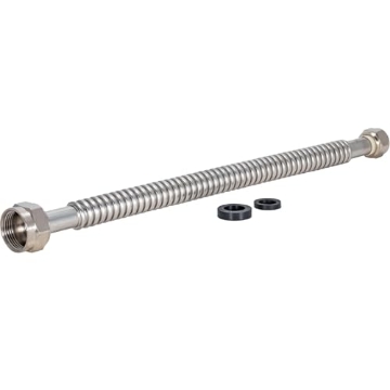 Picture of Eastman Kodak Company 0437024 Eastman 18 Inch WaterFlex Water Heater Connector, 3/4 Inch FIP x 1 Inch FIP, Stainless Steel Corrugated Water Heater Supply Line, 437518 (EA)