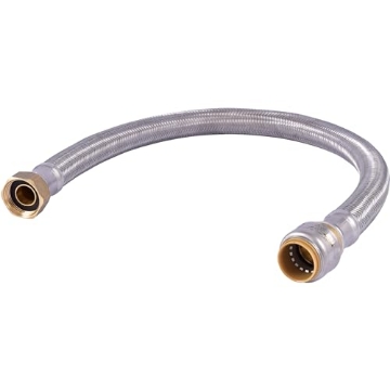 Picture of Shark Industries Ltd UR3088FX24 SharkBite Max 24 Inch Braided Flexible Water Heater Connector, 3/4 in Push-to-Connect x 3/4 in FIP, Stainless Steel, UR3088FX24 (EA)