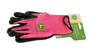 Picture of WEST CHESTER JD00021-W John Deere JD00021 Nitrile Foam Palm Dipped Gloves - Work Gloves for Women, Light-Duty Gloves with Elastic Wrist, Band Top Cuff, Black/Pink (PK-3-EA)