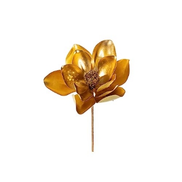 Picture of Vickerman EH211008 Vickerman 13" Artificial Gold Magnolia Pick 3/Bag. Includes Three Pieces per Bag. (EA)