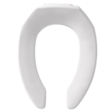 Picture of MAYFAIR BY BEMIS 1955CT-000 BEMIS 1955CT Commercial Open Front Plastic Toilet Seat, Heavy Duty Industrial Seat without Lid, Secure Installation for Long Lasting Use, Made in USA, Elongated, White (EA)