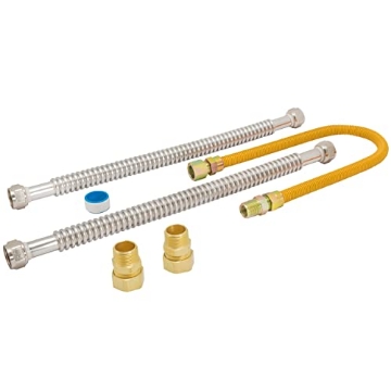 Picture of Eastman Kodak Company 48280 Eastman Gas Water Heater Installation Kit, 18 Inch Corrugated Stainless Steel Water Heater Hoses, 24 Inch Yellow Gas Supply Connector, 48280 (EA)