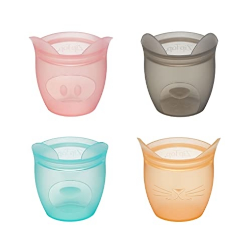 Picture of ZIP TOP Z-BSC4A Zip Top Reusable 100% Silicone Baby + Kid Snack Containers- The only containers That Stand up, Stay Open and Zip Shut! No Lids! Made in The USA - Full Set of 4 (EA)