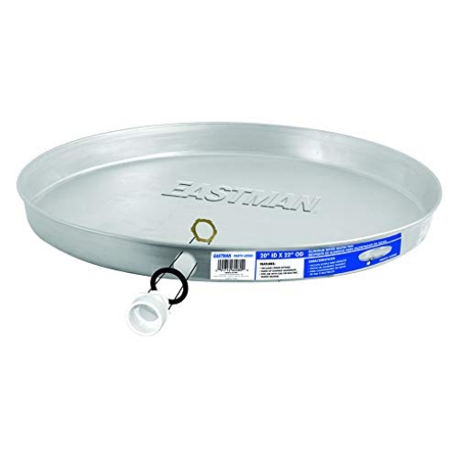 Picture of Eastman Kodak Company 60080 Eastman Aluminum Water Heater Drain Pan with PVC Fittings, 20 Inch ID x 22 Inch OD Compression, 60080 (EA)