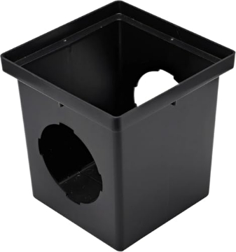 Picture of Nds 1200 NDS 1200 Square Catch Basin Drain with 2 Openings, Connect to 3 Inch, 4 Inch, 6 Inch & 8 Inch Drain Pipes, Manages Heavy Water Flows, 12 Inch, Plastic, Black (EA)