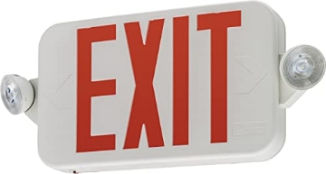 Picture of Lithonia Lighting 269XVW Lithonia Lighting Basics LED Exit Sign/Emergency Light Combo, Red/Green Switchable Exit Sign and Emergency Lights for Business, 2-Head Fixture, Round Lamp Heads, White (ECRG RD M6) (EA)