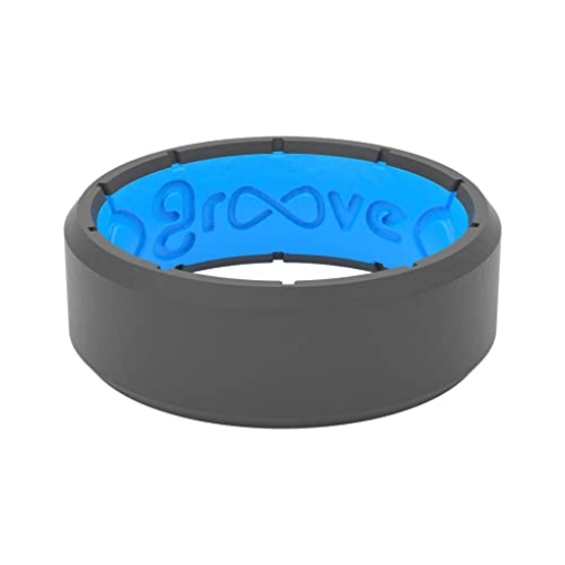 Picture of GROOVEVENTURES LLC R7-003-10 Groove Life Edge Deep Stone/Blue Silicone Ring - Breathable Rubber Wedding Rings for Men, Unique Design, Comfort Fit Ring - Size 10 (EA)