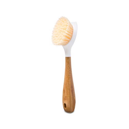 Picture of FULL CIRCLE INTERNATIONAL INC FC10108W Full Circle Be Good-Bamboo Handle Dish Brush–Sustainable Kitchen Cleaning with Tough Bristles-Natural Dish Scrubber,Nonstick & Cast Iron Cleaner-Long Handle Brush for Dishes,Pots, and Pans,White (EA)