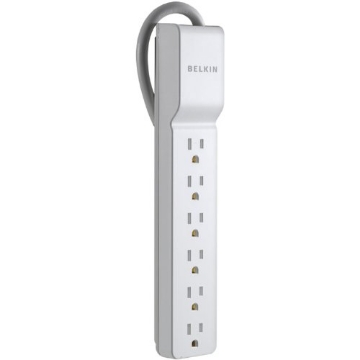 Picture of BELKIN - POWER BE106000-2.5 Belkin 6-Outlet Commercial Power Strip Surge Protector with 2.5ft Cord, 555 Joules,White (EA)