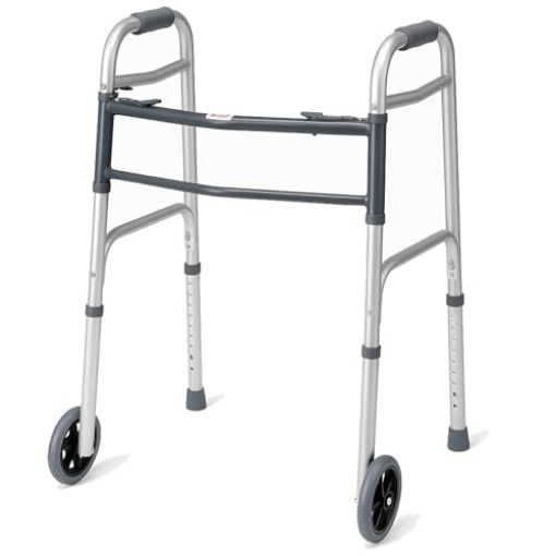 Picture of CAREX HEALTH BRANDS FGA87100 0000 Carex Folding Walker with Wheels for Seniors, Portable Medical Walker with Adjustable Height, 30-37 Inches, Mobility Aid for Adults, Elderly, and Handicapped, Foldable, Aluminum Frame, Lightweight (EA)