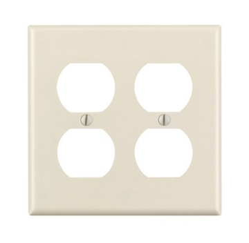 Picture of LEVITON MFG CO INC 78016-000 Leviton 2-Gang Duplex Device Receptacle Wallplate, Standard Size, Thermoset, Device Mount, 78016, Light Almond (EA)