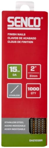 Picture of SENCO FASTENING SYSTEMS DA21EGBR SENCO DA21EGBR 2" 15 Gauge Angled Finish Nails, Stainless Steel Finish 1,000 Count Pack (EA)