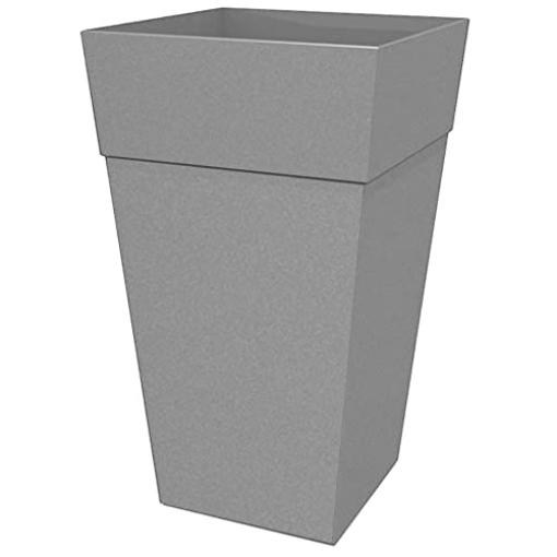 Picture of Bloem, Lcc. FPS25909-2 Bloem Tall Finley Tapered Square Planter: 25" - Cement Gray - Matte Textured Finish, 100% Recycled Plastic Pot, for Indoor and Outdoor Use, Gardening, 9 Gallon Capacity (EA)