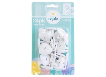 Picture of REGALO INTERNATIONAL LLC 6100 W Home Safety Outlet Cover Plug 24 Pack, Award-Winning Brand, Babyproofing Essential, White (EA)