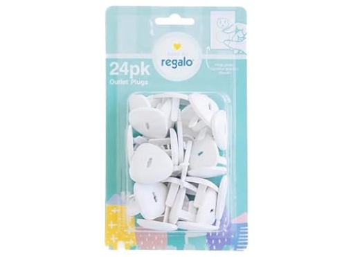 Picture of REGALO INTERNATIONAL LLC 6100 W Home Safety Outlet Cover Plug 24 Pack, Award-Winning Brand, Babyproofing Essential, White (EA)