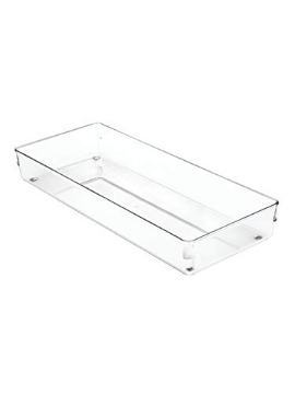 Picture of Interdynamics 70027 iDesign Linus Plastic Kitchen Drawer Organizer for Silverware, Spatulas, Cutlery, Gadgets, Office Supplies, Cosmetics, 6" x 15" x 2" - Clear (EA)