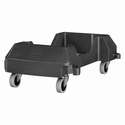Picture of RUBBERMAID COMMERCIAL 1980602 Rubbermaid Commercial Products Slim Jim Container Trash Can Trolley/Dolly with Wheels, Black, Resin, Easy Transport/Maneuverability of 16/23 Gallon Slim Jim Containers/Recycling (EA)