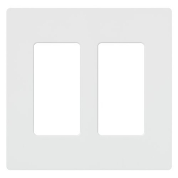 Picture of LUTRON ELECTRONICS CO CW-2-WH Lutron Claro Light Switch Cover Plate, 2 Gang Wallplate, for Decorator Light Switches, Rocker Light Switch Cover, Outlet Cover, Screwless Switch Plate Cover, Gloss, CW-2-WH, White (EA)