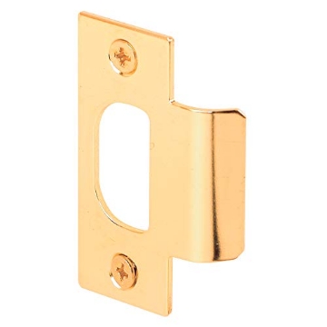 Picture of Prime E 2284 Prime-Line E 2284 Stainless Steel Standard T-strike Door Strike Plate, 2-1/8 In. Hole Spacing, Brass Plated (Single Pack) (EA)