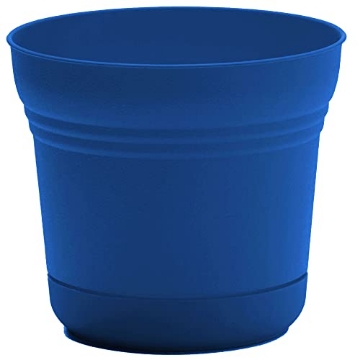 Picture of Bloem, Lcc. SP1233 Bloem Saturn Round Planter with Saucer Tray: 12" - Classic Blue - Durable Plastic Pot, Matte Finish, Removable Saucer, for Indoor & Outdoor Use, Gardening, 3 Gallon Capacity (EA)