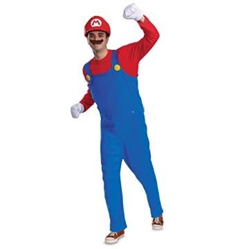 Picture of Disguise DG146349SXS Mario Costume, Official Super Mario Adult Unisex Costume and Accessories, Size XS/S (EA)