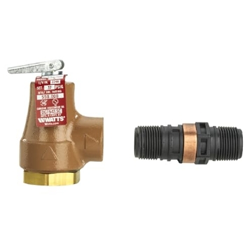 Picture of WATTS F950364 Watts 374A-030-FS Iron Boiler Pressure Relief Valve, 3/4 Inch, 30 psi Pressure Relief Point, Forged Brass Inlet, Female NPTF Threaded End Connections, Discharge Line Flood Sensor Included (EA)