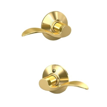 Picture of Ingersoll Rand F10ACC605 Schlage F10 ACC 605 Accent Door Lever, Hall & Closet Passage Lock, Bright Brass (EA)