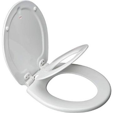 Picture of MAYFAIR BY BEMIS 88SLOW 000 MAYFAIR 883SLOWA 000 Toilet Seat with Built-in Potty Training Seat will Reduce Clutter, Slow Close and Never Loosen, ROUND, Durable Enameled Wood/Long Lasting Plastic, White (EA)
