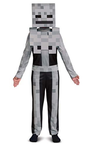 Picture of Disguise DG105109K Disguise Minecraft Skeleton Costume for Kids, Video Game Inspired Character Outfit, Classic Child Size Medium (7-8) Gray (EA)