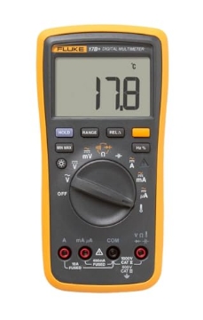 Picture of FLUKE IG FLUKE-17B+-R Fluke 17B+ Digital Multimeter, for Electrical Applications, Measures AC/DC Voltage 1000V, Current Measurements to 10A, Resistance, Continuity, Diode, Capacitance, Frequency, and Temperature Testing (EA)