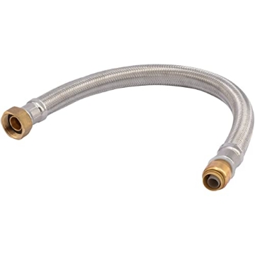 Picture of Shark Industries Ltd UR3068FX18 SharkBite 1/2 Inch x 3/4 Inch FIP x 18 Inch Stainless Steel Braided Flexible Water Heater Connector, Push To Connect Brass Plumbing Fitting, PEX Pipe, Copper, CPVC, PE-RT, HDPE, U3068FLEX18LF (EA)