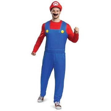 Picture of Disguise DG157239SM Disguise Mario Costume for Adults, Official Super Mario Bros Elevated Classic Adult Costume, Size Adult S/M (EA)