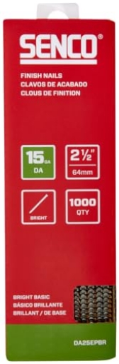 Picture of SENCO FASTENING SYSTEMS DA25EPBR SENCO DA25EPBR 2-1/2" 15 Gauge Angled Finish Nails, Bright Finish 1,000 Count Pack (EA)