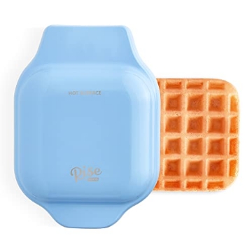 Picture of STOREBOUND LLC RMW001GBSK06 Rise by DASH Mini Waffle maker non stick surface cooks in minutes 4 inch waffles (Blue), Blue/Red (EA)