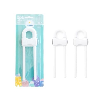 Picture of REGALO INTERNATIONAL LLC 6131 W Regalo Home Safety Sliding Locks, Award Winning Brand, Cabinet Handle Lock, Baby Proofing Lock, Child Safety Cabinet Latch, White (EA)