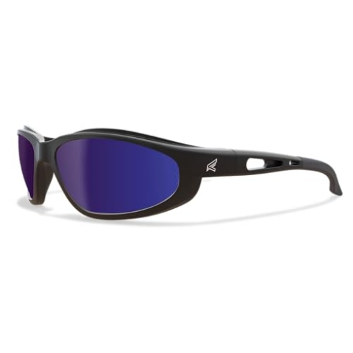 Picture of WOLF PEAK INTERNATIONAL,  INC TSMAP218 EDGE Dakura | Polarized Safety Glasses | ANSI Rated | Anti-Slip | 99.9% UV Protection | Shatter Resistant (Black, Polarized Aqua Precision Blue Mirror) (EA)
