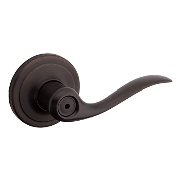 Picture of Kwikset 97300-818 Kwikset Tustin Interior Privacy Door Handle with Lock, Door Lever For Bathroom and Bedroom, Venetian Bronze Reversible Keyless Turn Lock, with Microban Protection (EA)