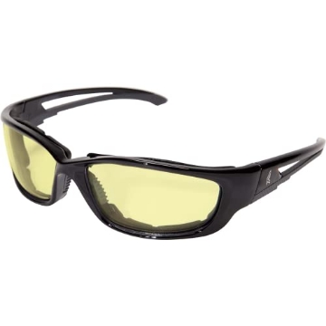 Picture of WOLF PEAK INTERNATIONAL,  INC SK-XL112 Edge SK-XL112 Kazbek XL Wrap-Around Safety Glasses, Anti-Scratch, Non-Slip, UV 400, Military Grade, ANSI/ISEA & MCEPS Compliant, XL Wide Fit, Black Frame/Yellow Lens (EA)