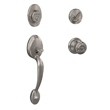 Picture of Ingersoll Rand F60VPLYXGEO619 Schlage F60 V PLY 619 GEO Plymouth Front Entry Handleset with Georgian Knob, Deadbolt Keyed 1 Side, Satin Nickel (EA)