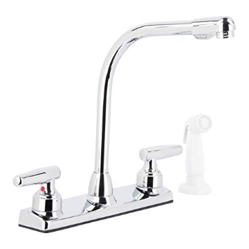 Picture of Ldr 0133900CP LDR 013 3900CP 2 Handle Kitchen Faucet with High-Rise Sprayer, Chrome/White (EA)