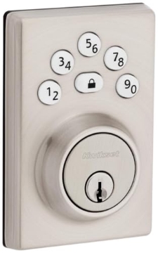 Picture of Kwikset 992400-004 Kwikset 9240CNT-15 Contemporary Powerbolt Electronic SmartCode Deadbolt with RCAL Latch and RCS Strike Satin Nickel Finish (EA)