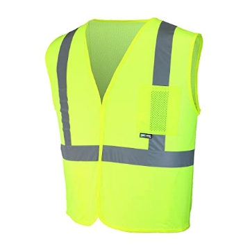 Picture of SAFETY WORKS SW46206-O Safety Works High Visibility ANSI Class II Safety Vest, Lightweight and Breathable, 2 Pockets, Hook and Loop Closure, One Size Fits Most, Lime, (SW46206-O) (PK-3-EA)